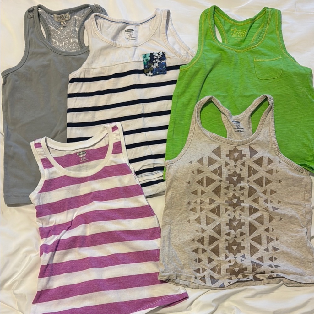 Assorted Kids Tank Tops - Green, Gray, Purple, White